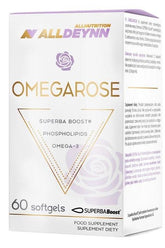 Allnutrition AllDeynn Omegarose box with 60 softgels, enriched with Antarctic krill oil and omega-3.